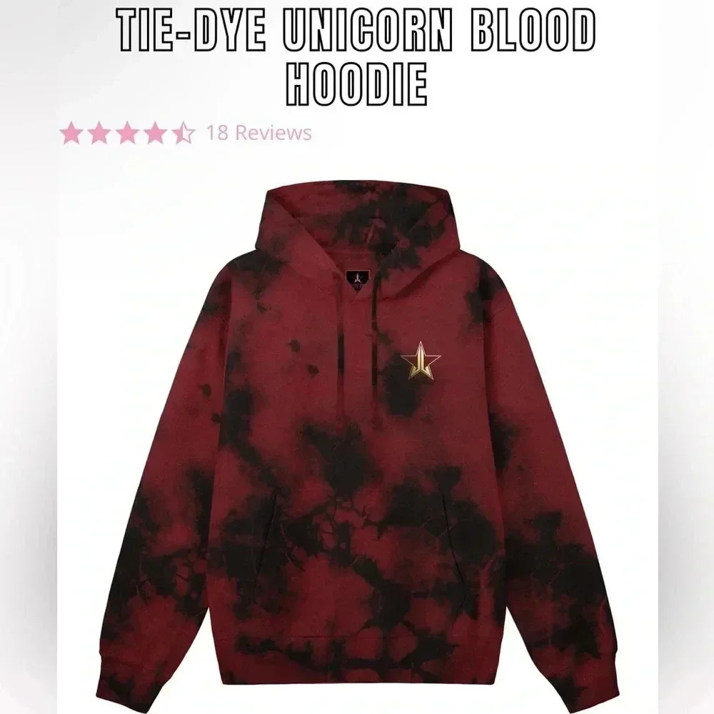 NWT JEFFREE STAR COSMETICS TIE DYE UNICORN BLOOD HOODIE SWEATSHIRT SMALL Unisex